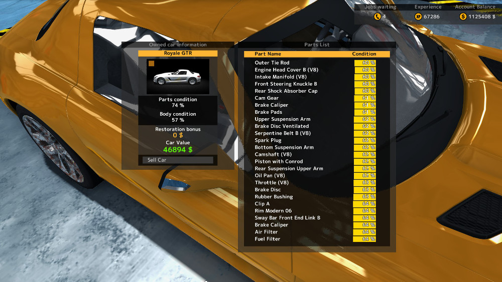 The work orders for vehicles you purchase at the Auctions Center in Car Mechanic Simulator 2015 are totally different than work orders for client vehicles.