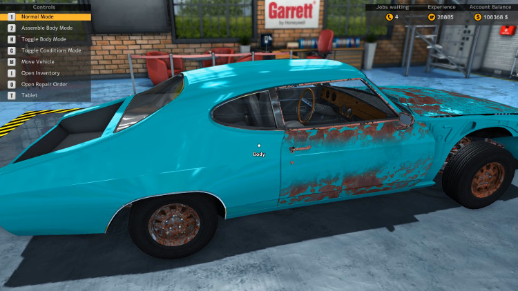 This is a side view of the Bolt Hellcat from Car Mechanic Simulator 2015 before I rebuilt it. As you can see, this car is in extremely rough shape.