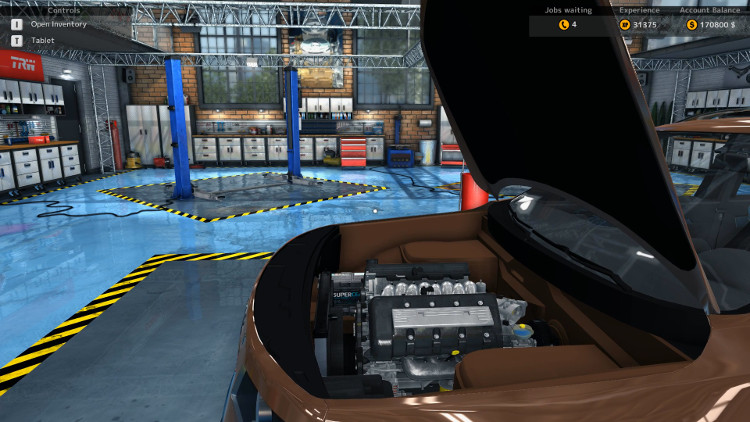Post-rebuild, everything under the hood shines in the side view of the engine compartment of this Bolthorn Grand Mojave from Car Mechanic Simulator 2015.