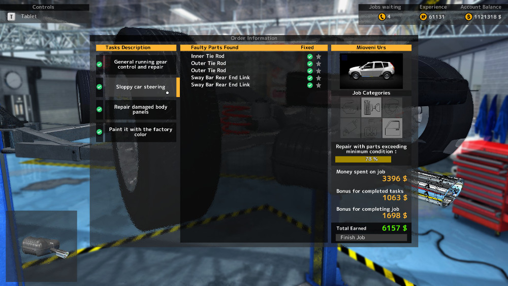 This repair order from Car Mechanic Simulator 2015 shows some of the possible problems that cause a car to have sloppy steering.