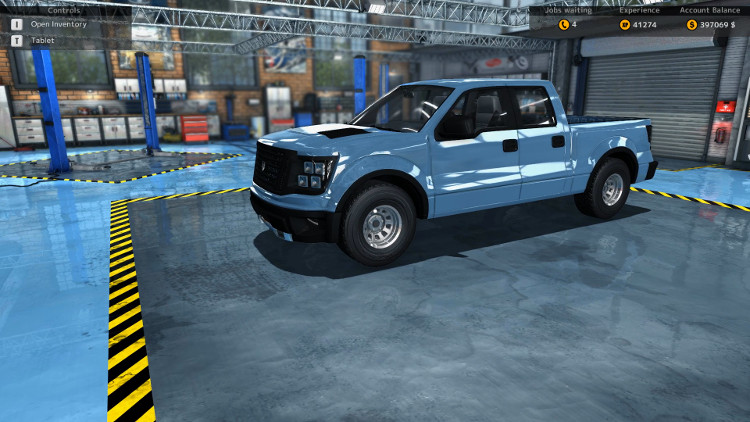 In this post-rebuild side view of the Castor Earthquake Rex from Car Mechanic Simulator 2015, all body damage is gone. All of the panels of the vehicle shine thanks to a new, uniform paint job.