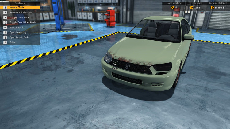 In this front & side view of the Katagiri Katsumoto from Car Mechanic Simulator 2015, it is obvious that this car is in bad shape. However, this car is also perfect for a complete rebuild.