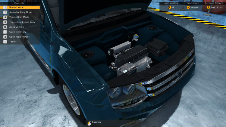 Engine compartment view of the Mioveni Urs after a complete rebuild in Car Mechanic Simulator 2015.