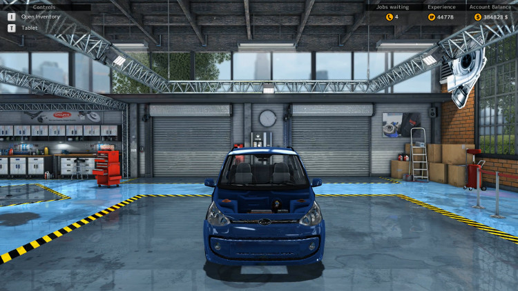 This frontal view of the Rino Piccolo from Car Mechanic Simulator 2015 not only shows minor body damage, but it also reveals missing body parts.