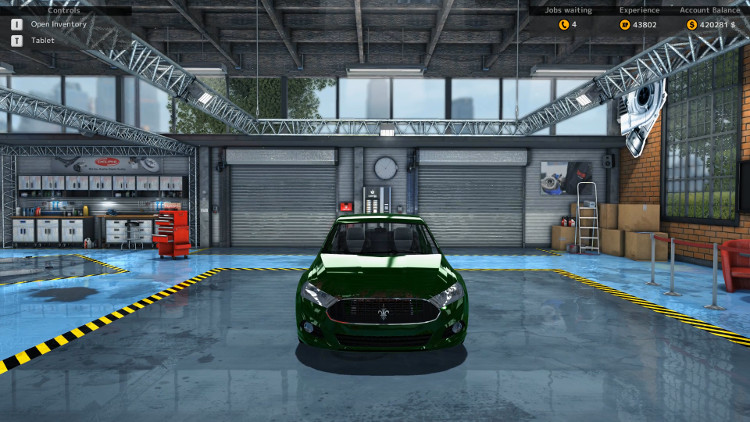 A small amount of damage to the body is visible in this pre-rebuild frontal view of the Royale Crown from Car Mechanic Simulator 2015.