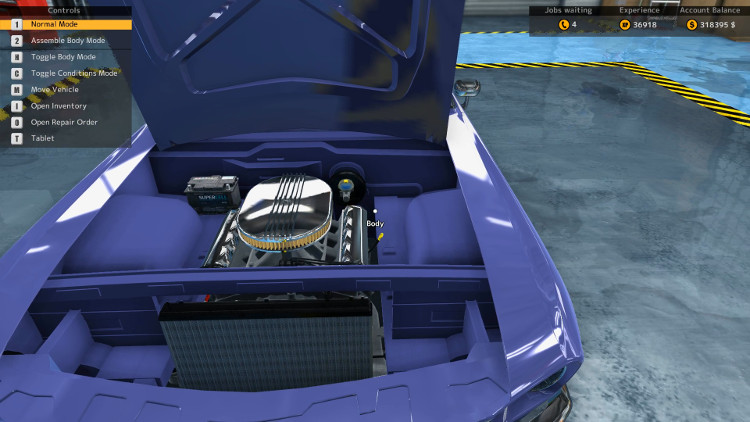 After rebuilding this Salem Spectre Fastback in Car Mechanic Simulator 2015,  the engine compartment makes it look like it has a brand new engine... just off the factory assembly line.